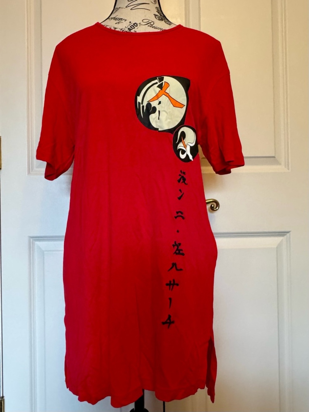 Versace Jeans Collection Red Graphic Short-Sleeve Mini Dress